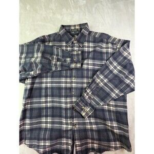 Vintage Timber Run XL Blue Multicolored Stripe Flannel Button Up‎ Shirt
